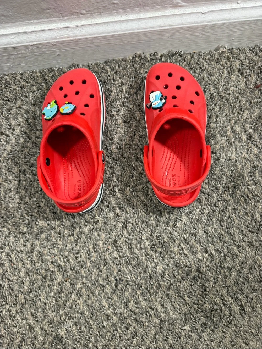 CROCS Kids Red Clogs with Cute Jibbitz Charms